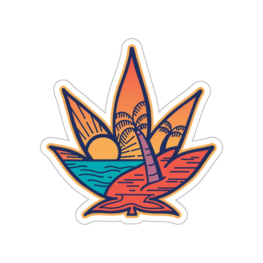 Tropical Pot Leaf - 5" Sticker in the color: - Kaspers Tees