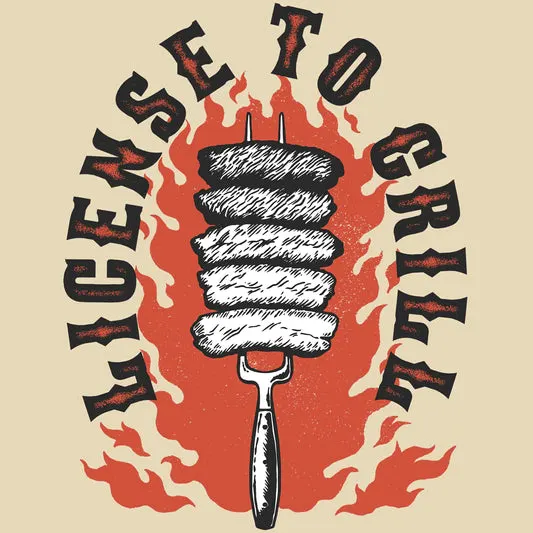 License To Grill T-shirt in the color: Light_Blue - Kaspers CuriosiTees