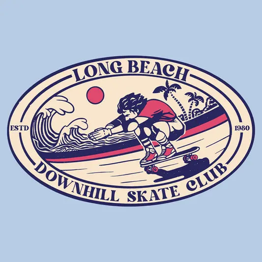 Long Beach Downhill Skate Club T-shirt in the color: Heather_Red - Kaspers CuriosiTees