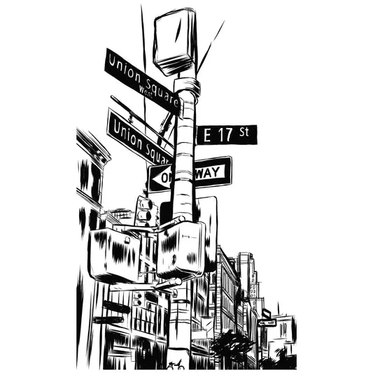 Union Square & E 17th St. New York, NY T-shirt in the color: Charity_Pink - Kaspers CuriosiTees
