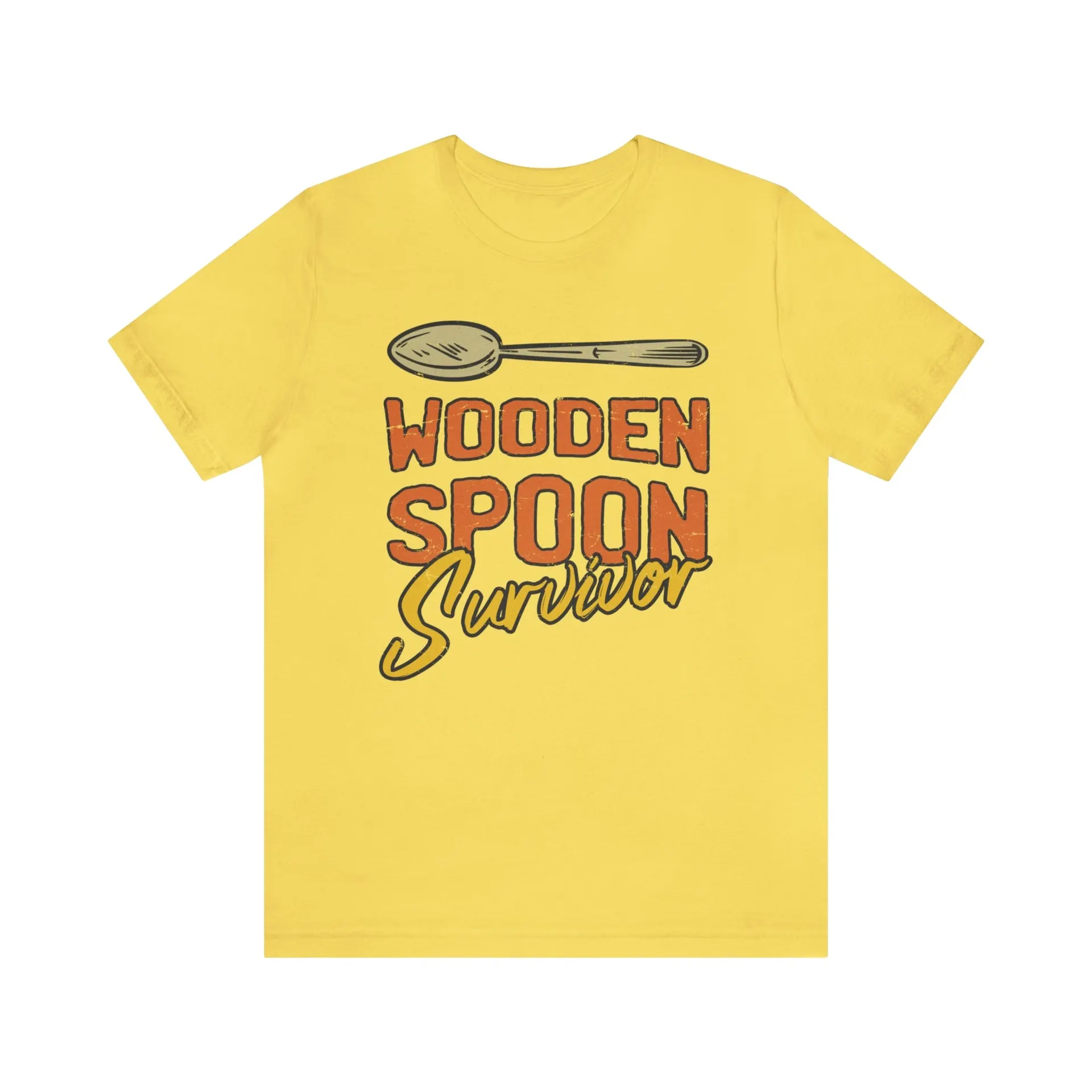 Wooden Spoon Survivor T-shirt in the color: Maize_Yellow - Kaspers CuriosiTees